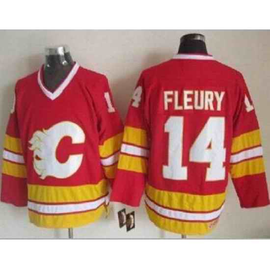 Calgary Flames #14 Theoren Fleury Red CCM Throwback Stitched NHL Jersey